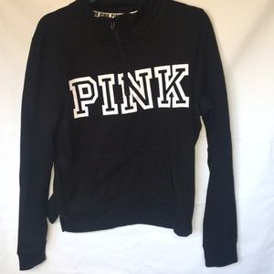 Black half zip pink jacket